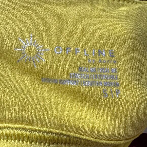 OFFLINE by Aerie Ruched Sports Bra Yellow Green NWT Small Racerback Padded - Picture 7 of 7